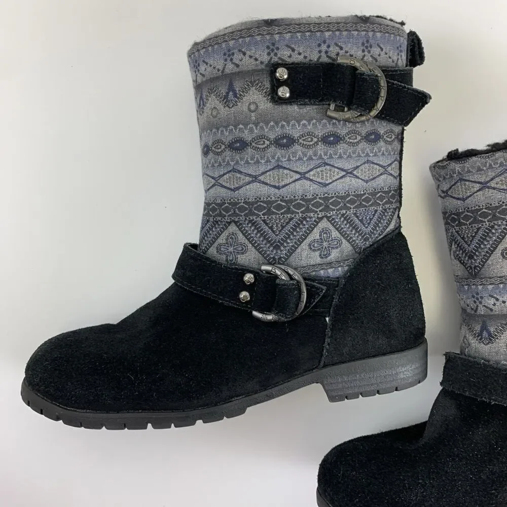 BOGO Bearpaw Rebecca Boots Pull On Winter Black Suede Wool Sheepskin‎ Womens 6